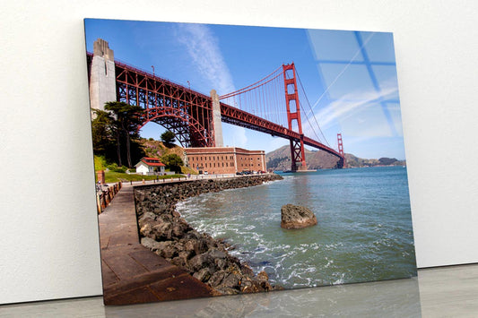 Golden Gate Bridge in The Bright Summer Light Acrylic Glass Print Tempered Glass Wall Art 100% Made in Australia Ready to Hang - Bella Home Decor
