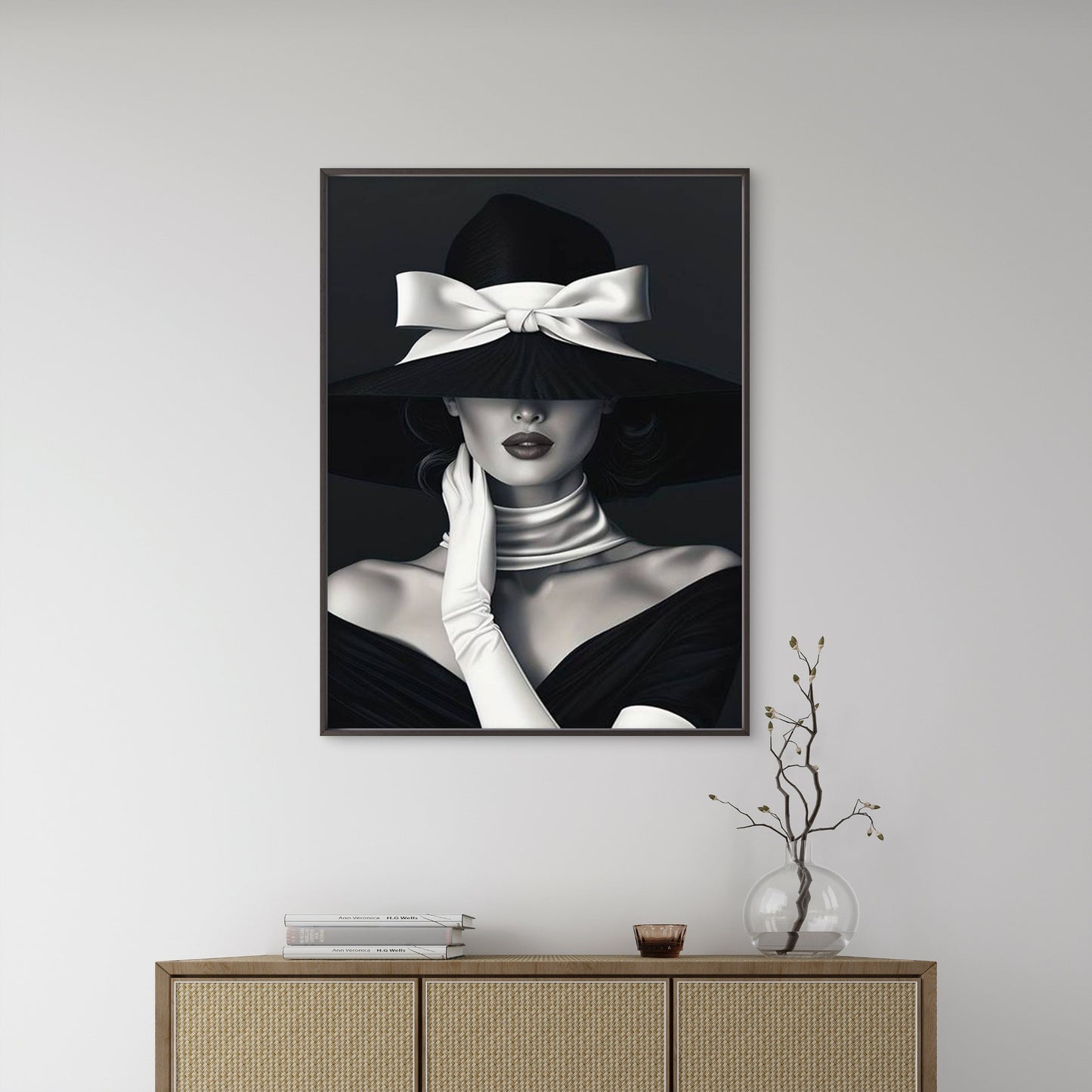 Woman in Black And White Adorned with Top Hat Fashion Home Decor Premium Quality Poster Print Choose Your Sizes - Bella Home Decor
