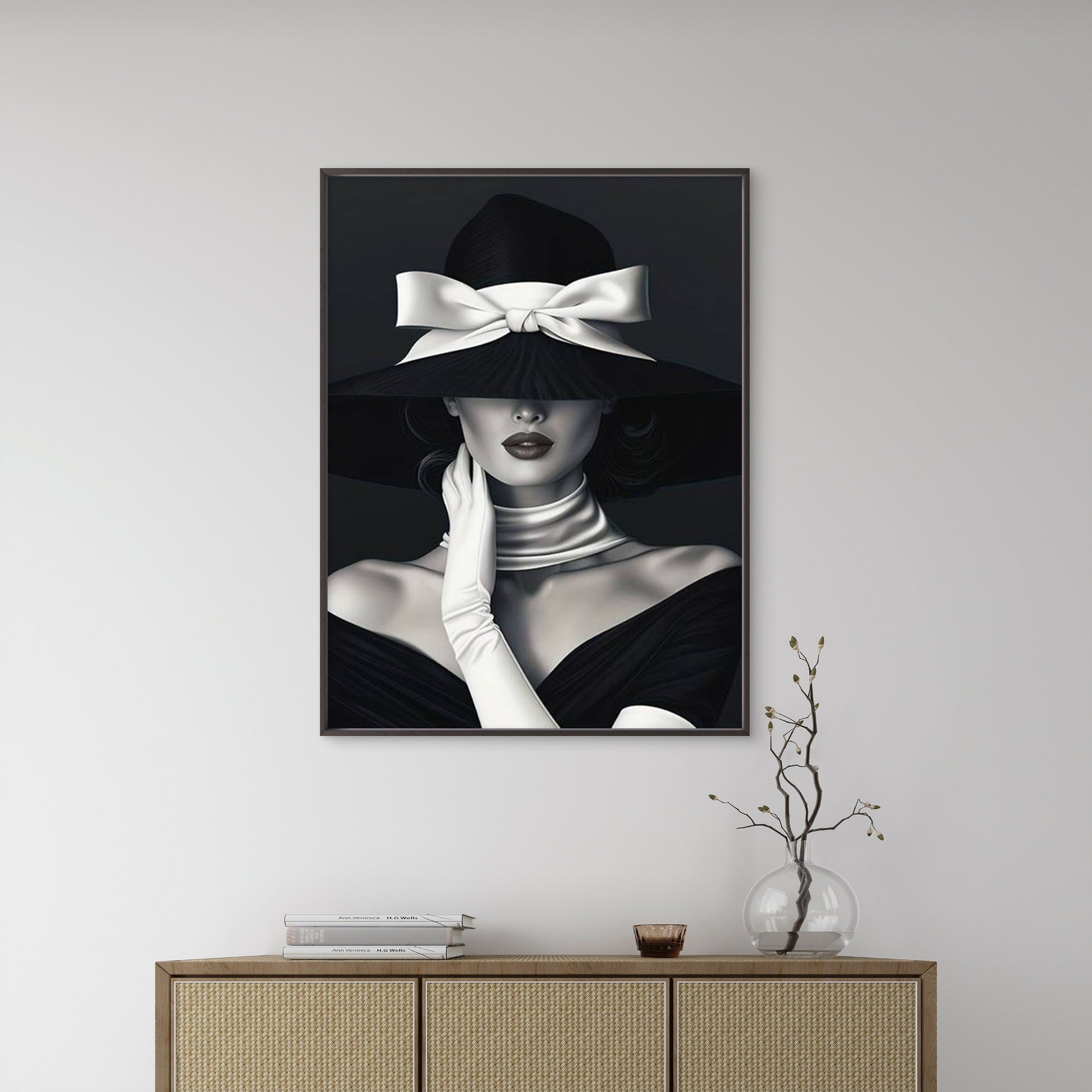 Woman in Black And White Adorned with Top Hat Fashion Home Decor Premium Quality Poster Print Choose Your Sizes - Bella Home Decor