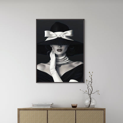 Woman in Black And White Adorned with Top Hat Fashion Home Decor Premium Quality Poster Print Choose Your Sizes - Bella Home Decor