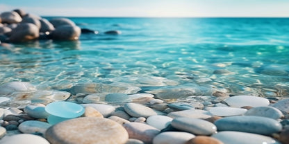 Coastal Beach Pebbles Clear Ocean Wall Art Canvas Office Home Framed 120x60cm