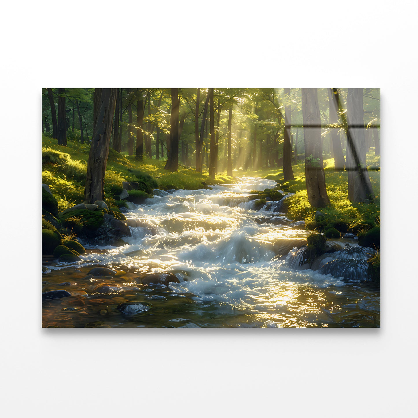 Autumn Forest, River Acrylic Glass Print Tempered Glass Wall Art 100% Made in Australia Ready to Hang - Bella Home Decor