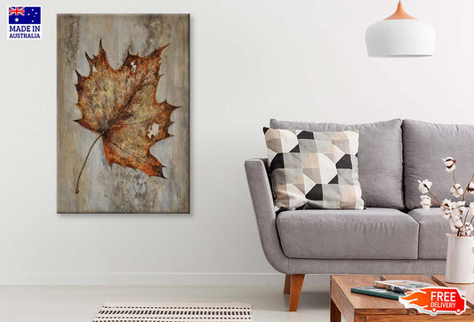 Maple Leave, Autumn Beige Oil Paint Wall Art Limited Edition High Quality Print