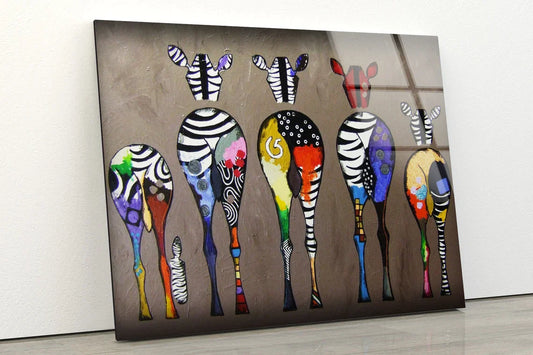 Colorful Zebras Vector UV Direct Aluminum Print Australian Made Quality