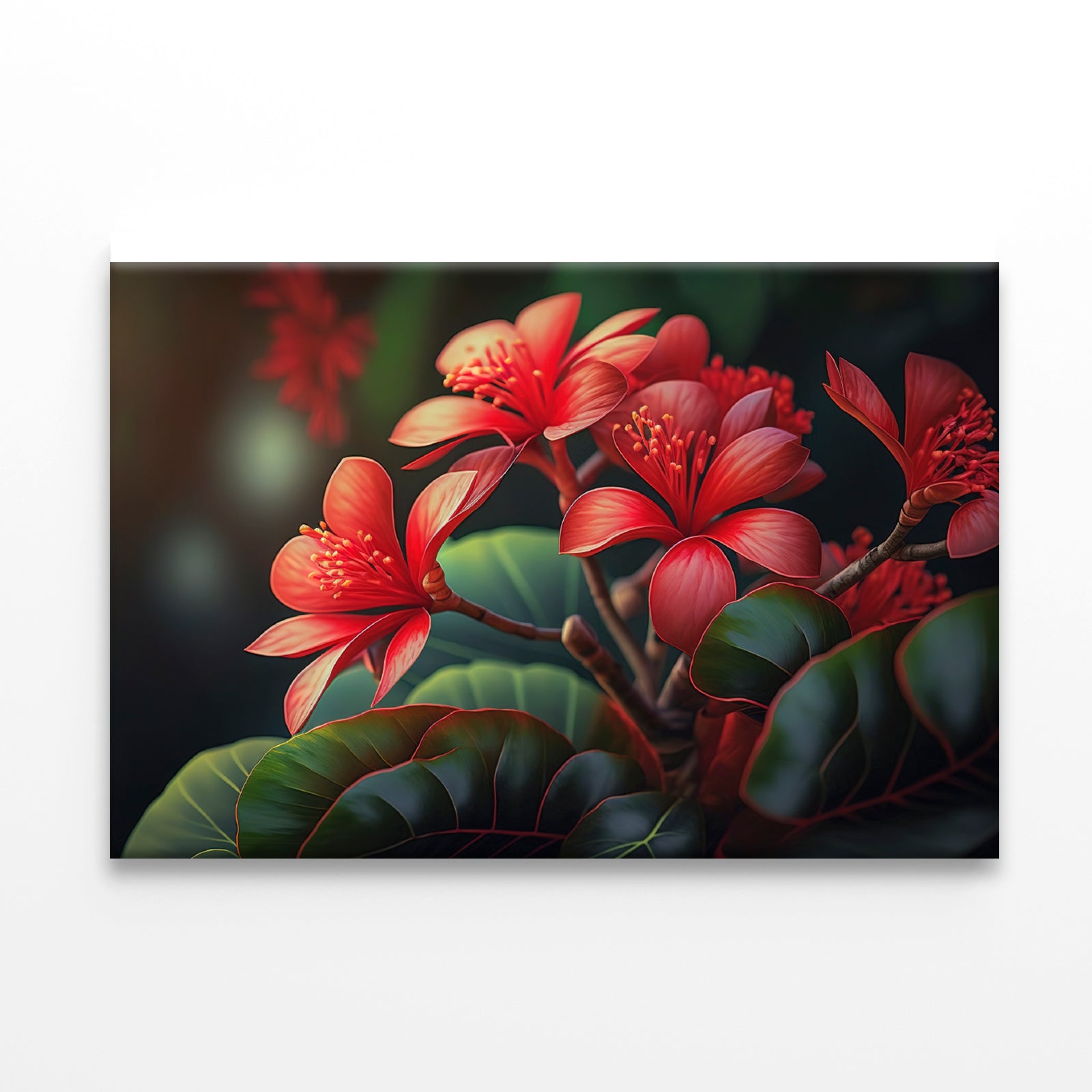 Red Tropical Flowers Print 100% Australian Made - Bella Home Decor