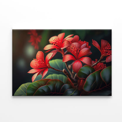 Red Tropical Flowers Print 100% Australian Made - Bella Home Decor