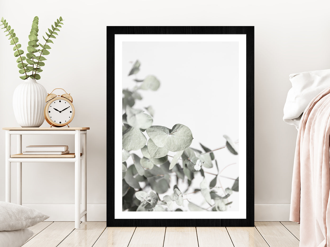 Tropical Leaves Faded Closeup Photograph Glass Framed Wall Art, Ready to Hang Quality Print With White Border Black