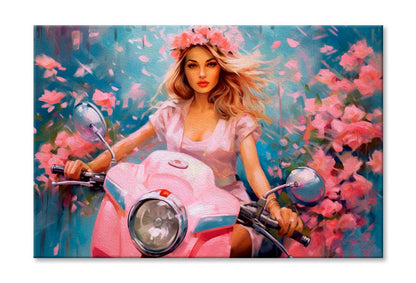 Stylish Girl Scooter Abstract Painting Wall Art Limited Edition High Quality Print