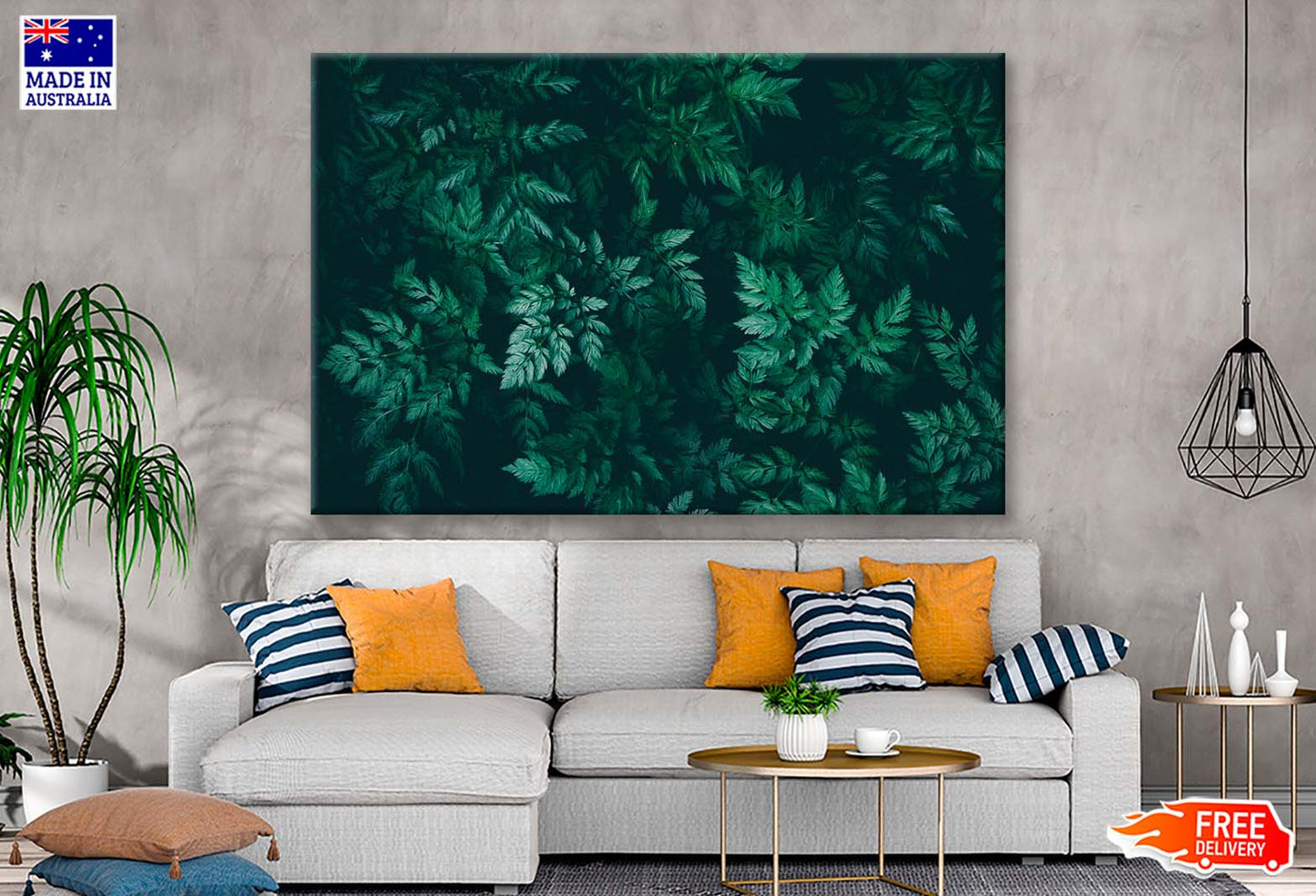 Green Plant with Leaves Wall Art Decor 100% Australian Made