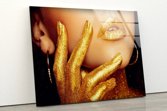 Girl with Gold Makeup UV Direct Aluminum Print Australian Made Quality