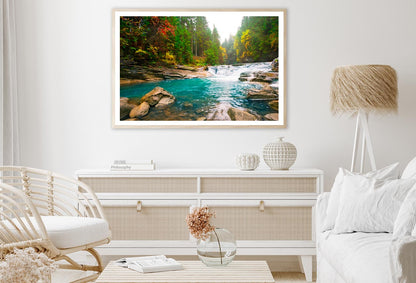 Waterfall On Mountain River in The Forest Home Decor Premium Quality Poster Print Choose Your Sizes