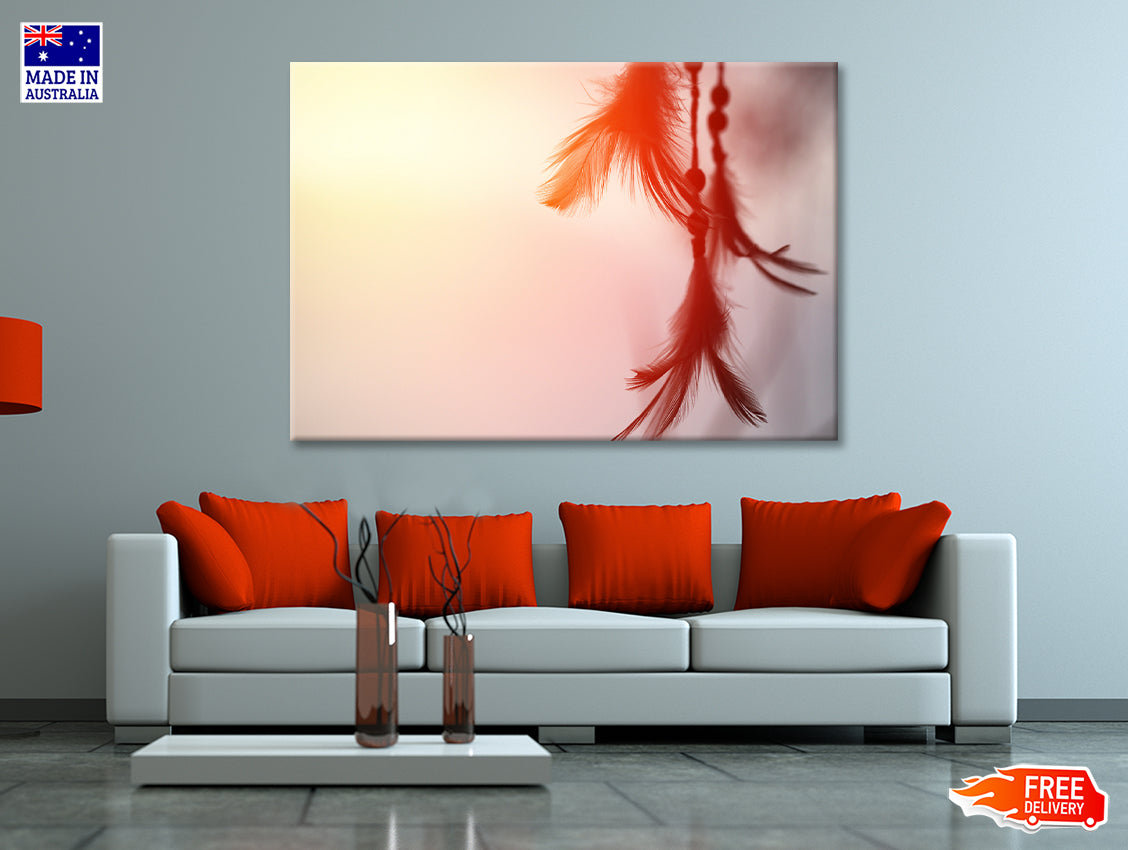 Red Color Feather Dream Catcher Print 100% Australian Made - Bella Home Decor