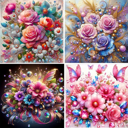 4pcs Butterflies and Floral Patterns Wall Art Canvas Framed