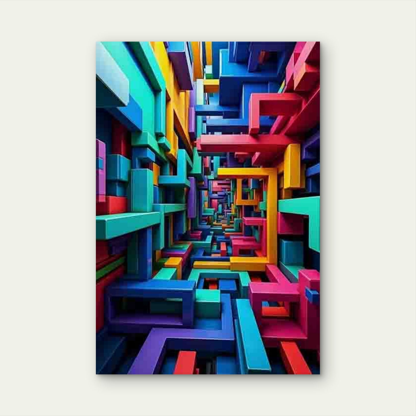 Colorful Cubic Labyrinth 60x90cm Metal Print Ready to Hang