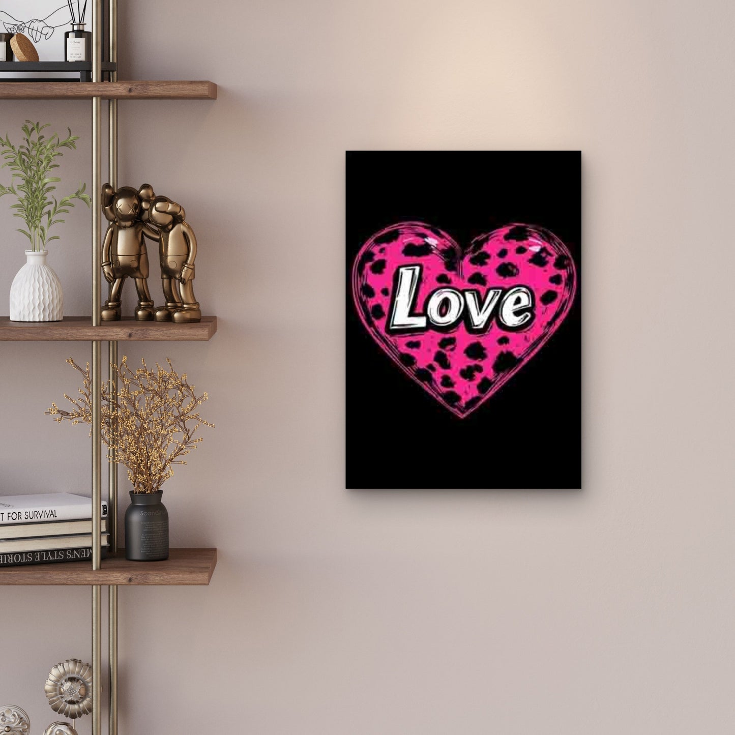 Black & Pink Glossy LOVE Lettering Metal Print Ready to Hang - Bella Home Decor