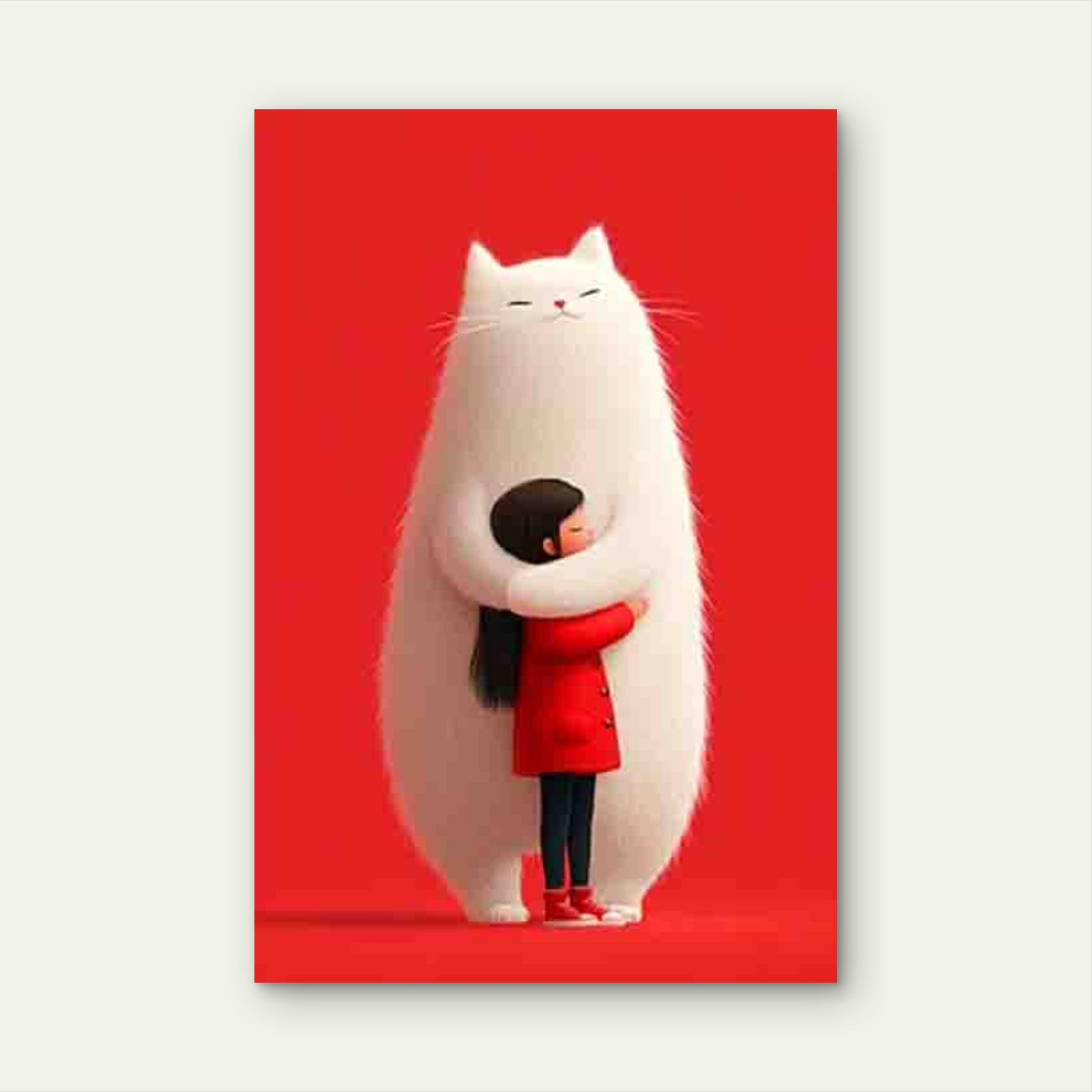 Cute & White Samoyed-Like Hug Friendship 60x90cm Metal Print Ready to Hang - Bella Home Decor