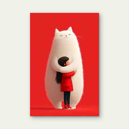 Cute & White Samoyed-Like Hug Friendship Metal Print Ready to Hang - Bella Home Decor
