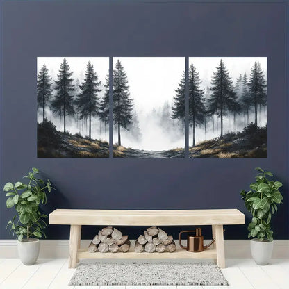 3pcs Pine Tree Landscape Metal Print Ready to Hang Art