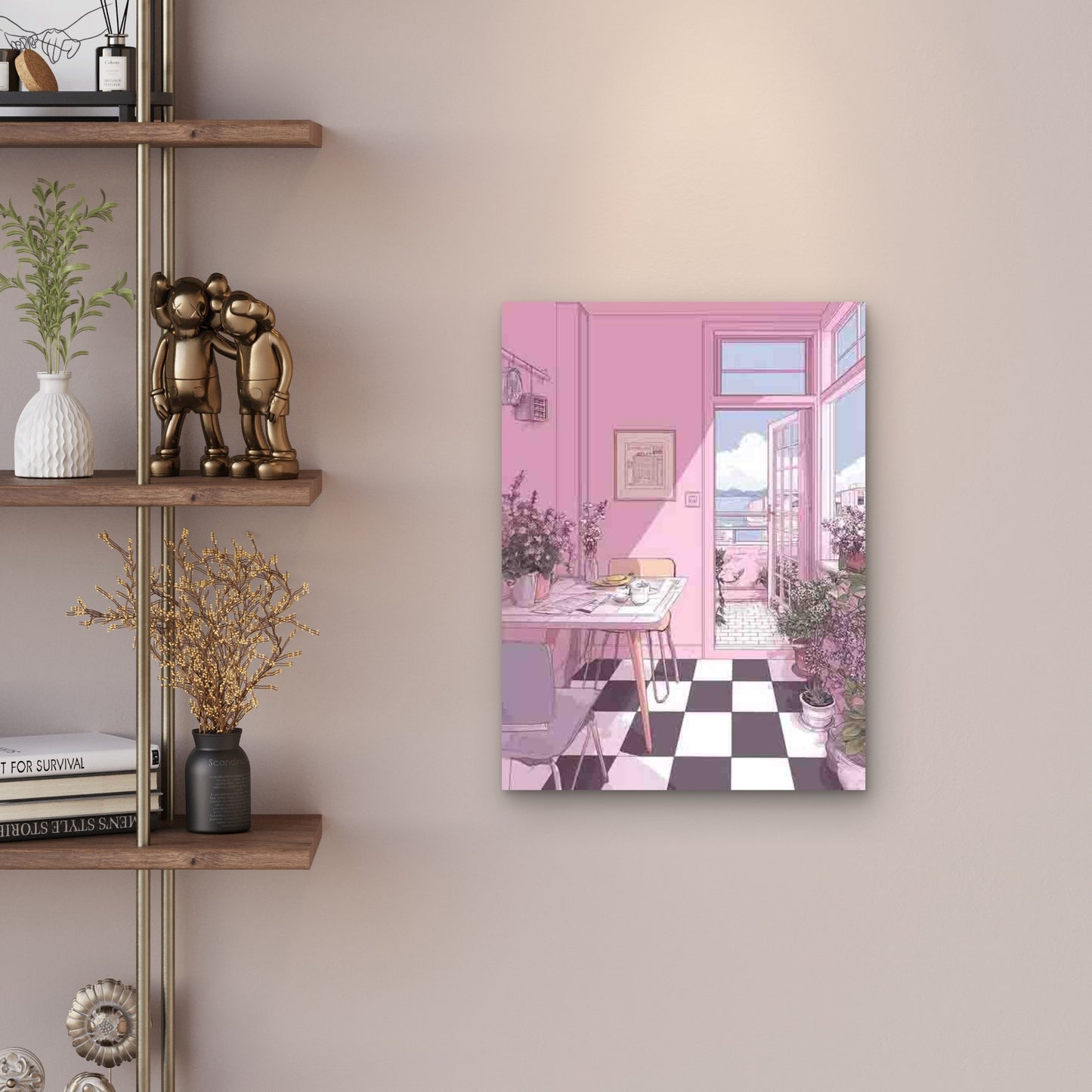 Stylish Art Aesthetic for a Preppy Apartment Decor 60x90cm Metal Print Ready to Hang