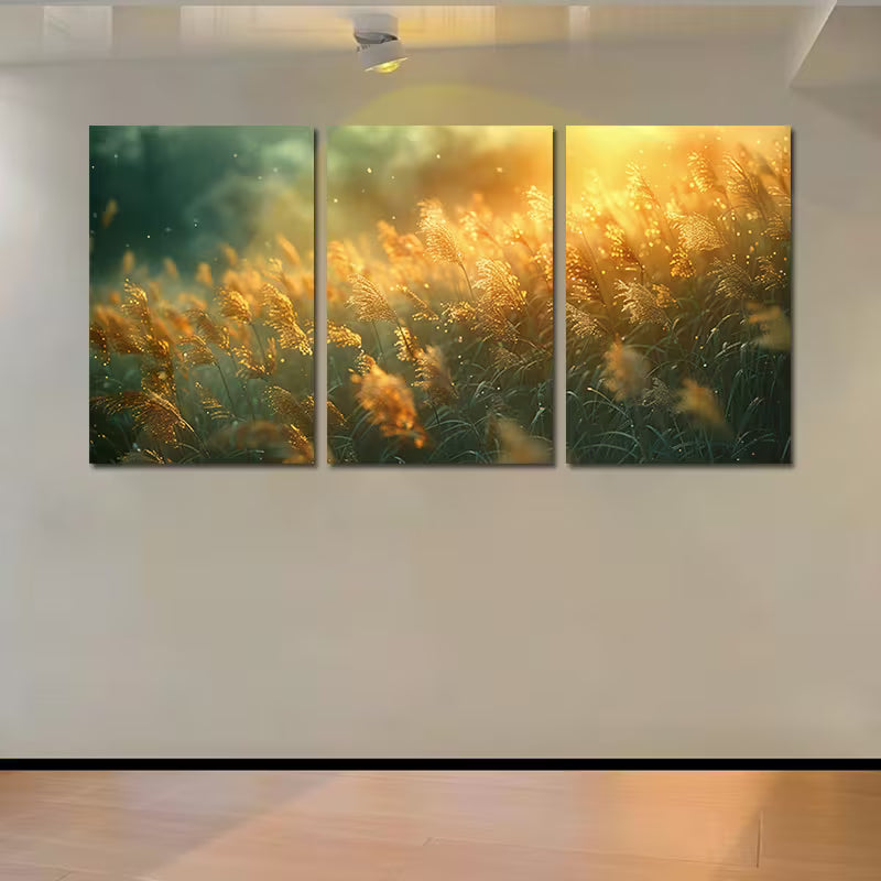 3pcs Glowing Crazy Grass Wall Art Set Canvas Framed 50x70cm - High Quality Print 100% Australian Made Wall Canvas Ready to Hang - Bella Home Decor