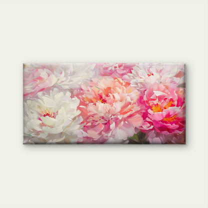 Pink White Peony Floral Wall Art Canvas Office Home Room Framed 120x60cm
