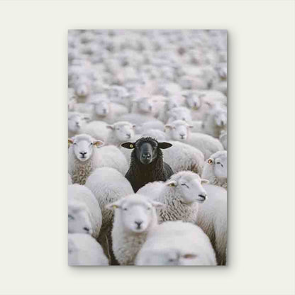 Black Sheep Among the Flock 60x90cm Metal Print Ready to Hang - Bella Home Decor