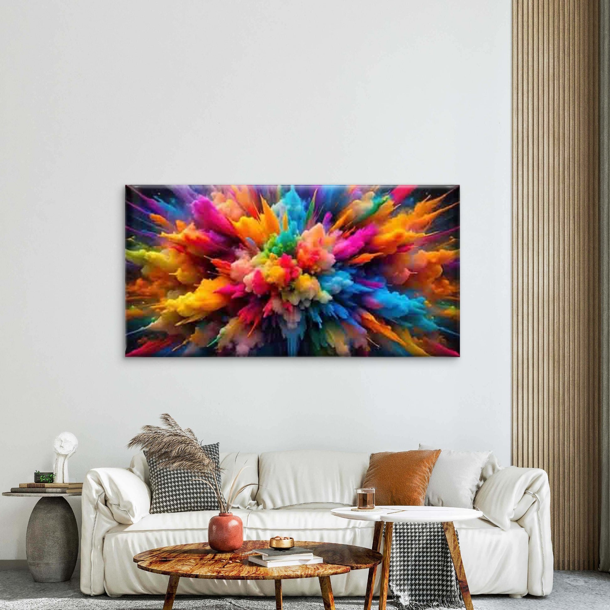 Abstract Explosion of Color Wall Art Canvas Office Home Room Framed 120x60cm - Bella Home Decor