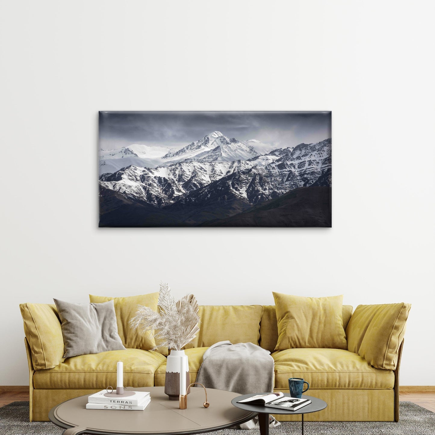 Majestic Snow Capped Peaks Wall Art Canvas Office Home Room Framed 120x60cm