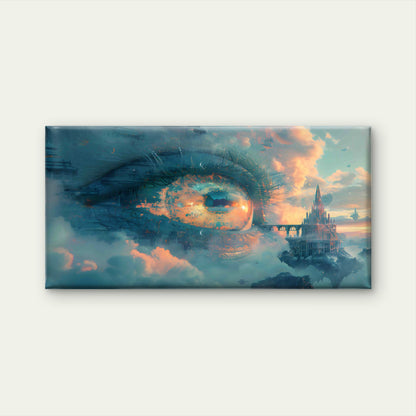 Fantasy Landscape Within An Eye Wall Art Canvas Office Home Room Framed 120x60cm