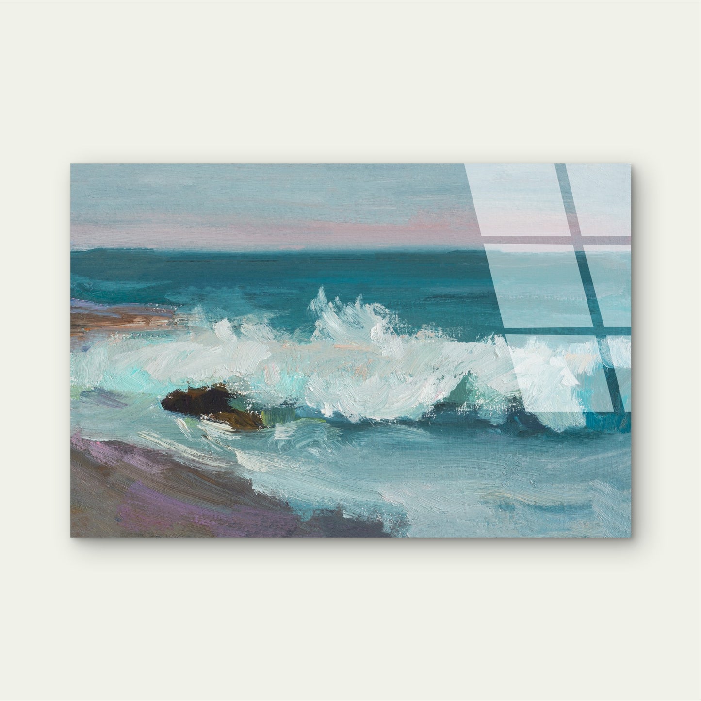 Abstract Ocean Waves Seascape Painting  Acrylic Glass Printing Wall Art Australian Made Quality