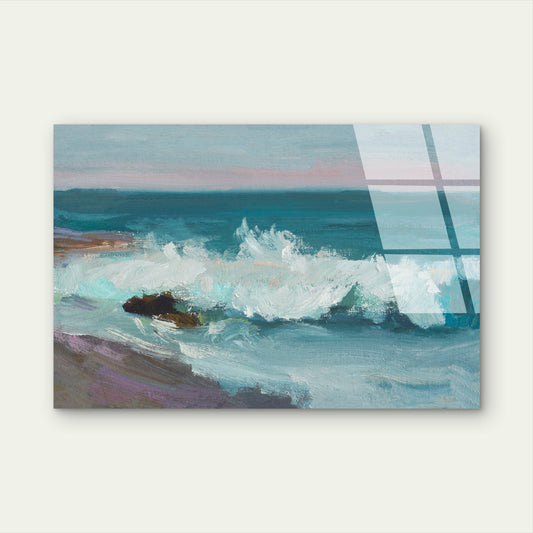 Abstract Ocean Waves Seascape Painting Acrylic Glass Printing Wall Art Australian Made Quality