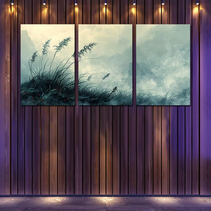3pcs Abstract Grass Landscape Wall Art Set Canvas Framed 50x70cm - High Quality Print 100% Australian Made Wall Canvas Ready to Hang - Bella Home Decor