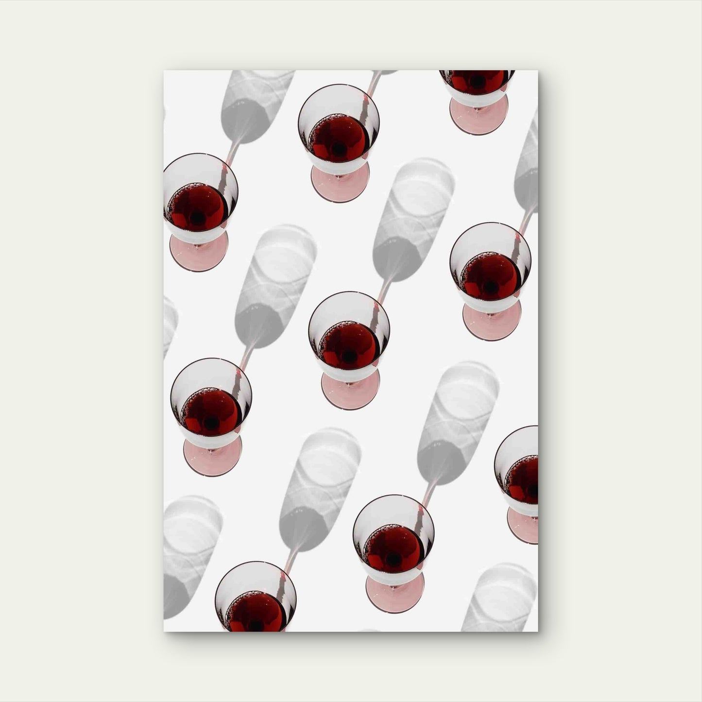Glasses Red Wine With Sunlight Shadows 60x90cm Metal Print Ready to Hang