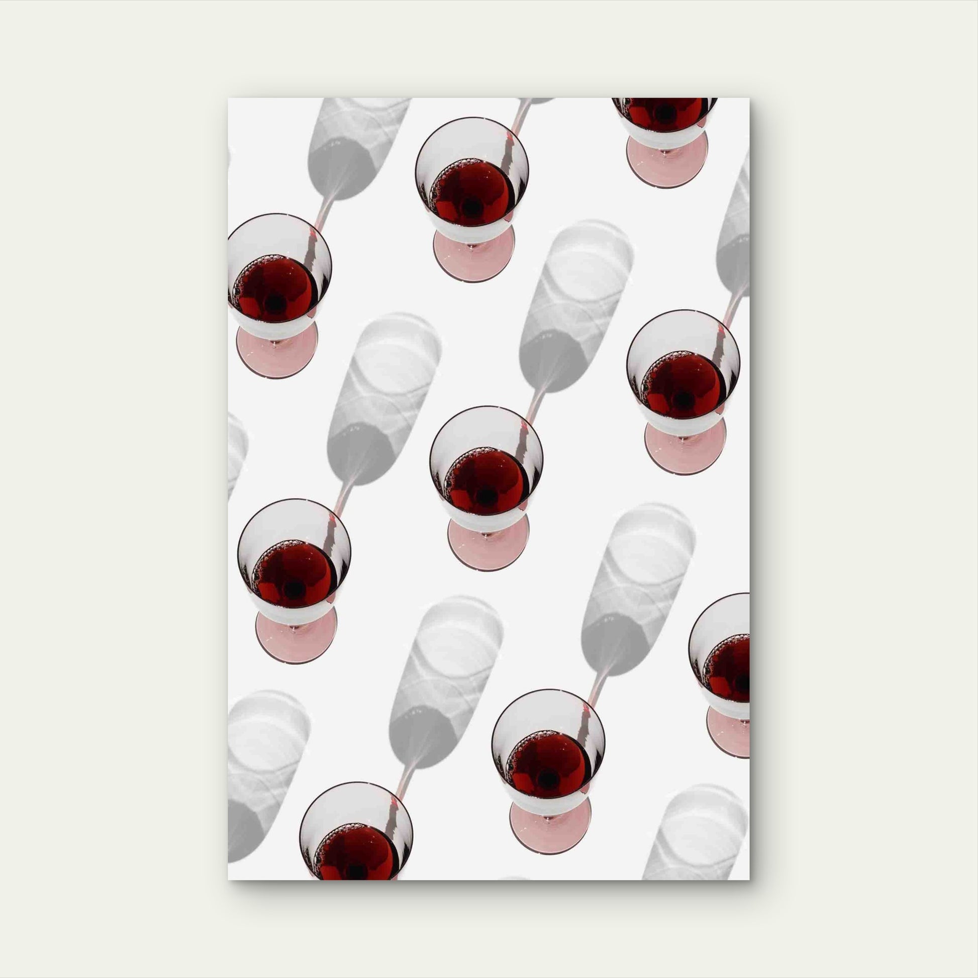 Glasses Red Wine With Sunlight Shadows 60x90cm Metal Print Ready to Hang
