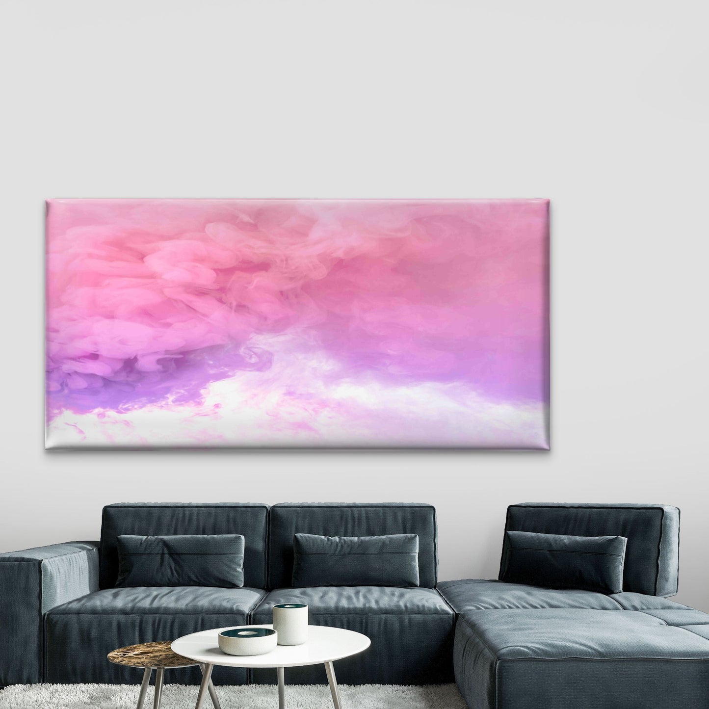 Dreamy Pink Blue Smoke Wall Art Canvas Office Home Room Framed 120x60cm