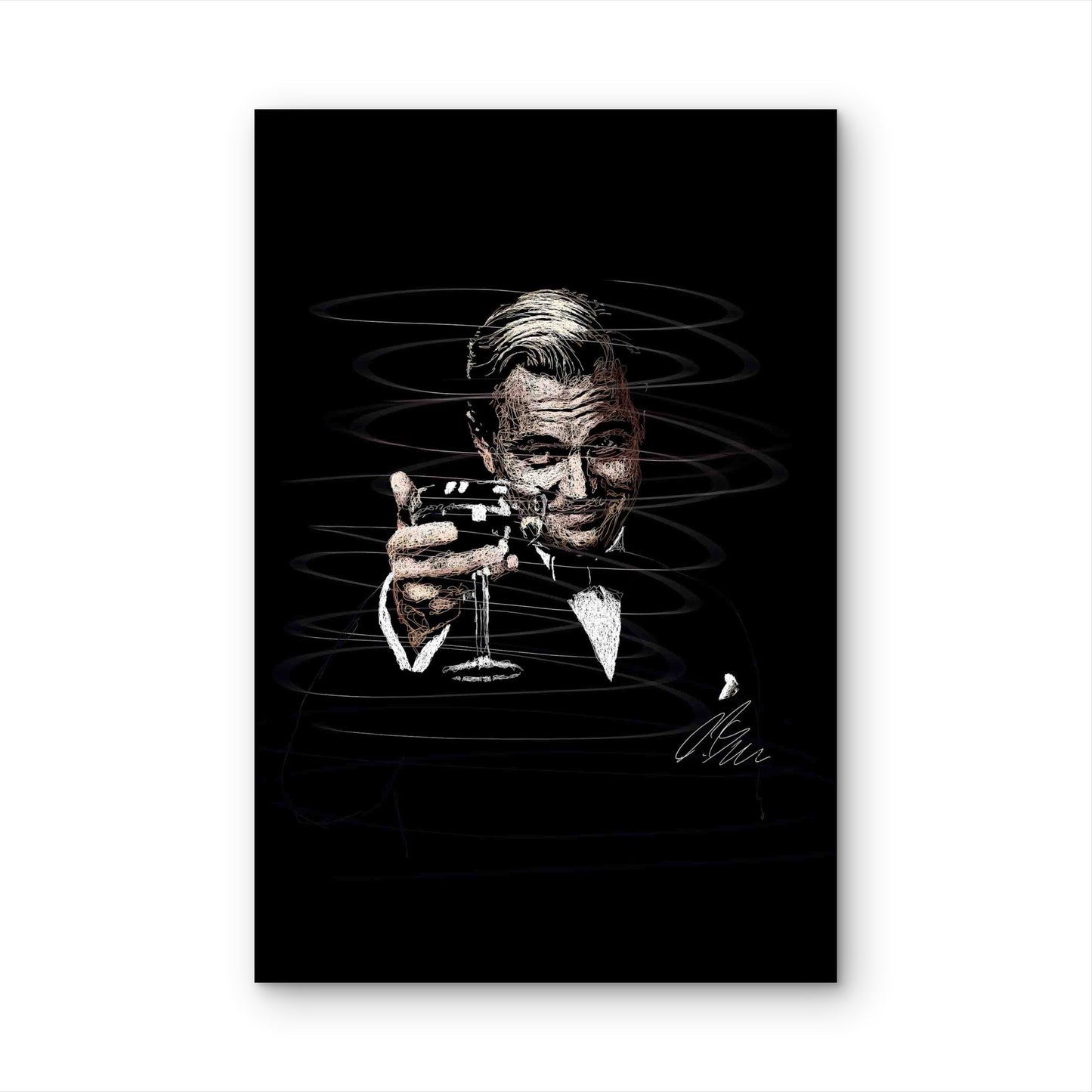 Dapper Champagne Toast Sketch 0x90cm Metal Print Ready to Hang - Bella Home Decor