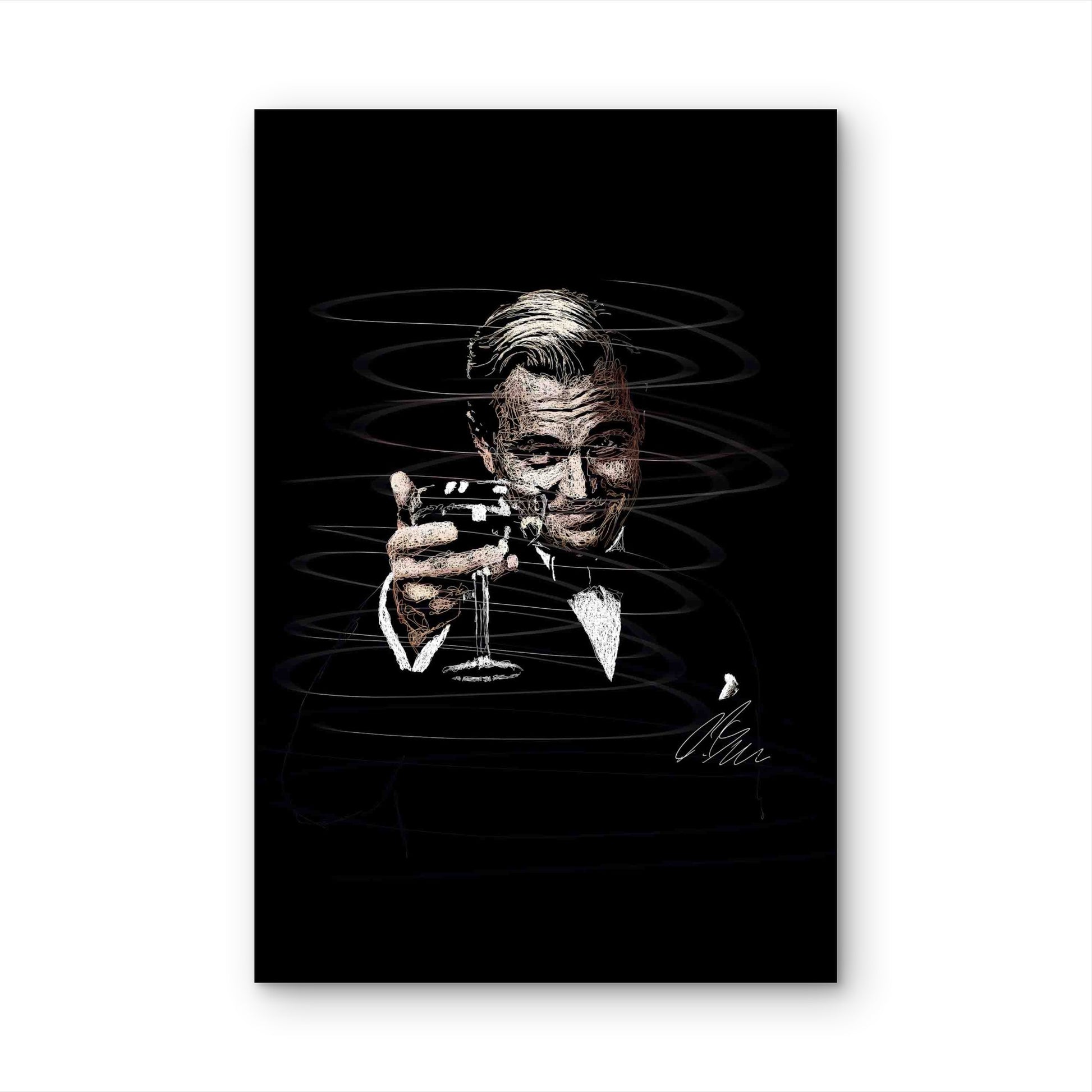 Dapper Champagne Toast Sketch 40x60cm Metal Print Ready to Hang - Bella Home Decor