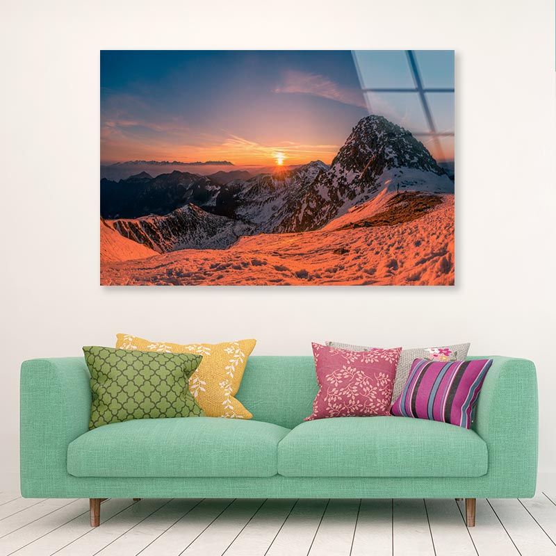 Sunrise in High Mountain Acrylic Glass Print Tempered Glass Wall Art 100% Made in Australia Ready to Hang