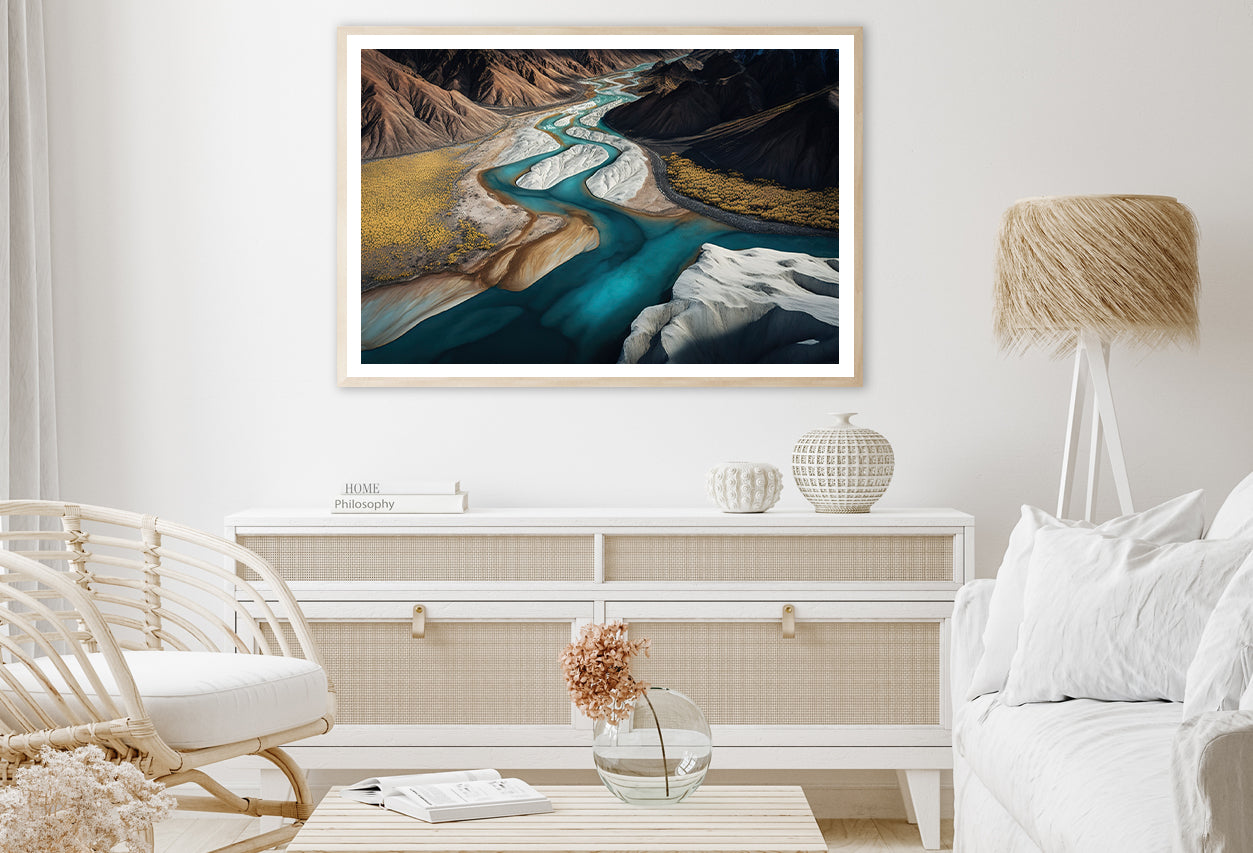 High Angle View of a River, Mountains Home Decor Premium Quality Poster Print Choose Your Sizes