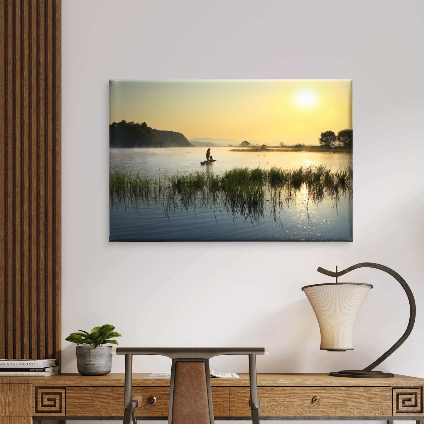 Upo Wetland Korea Boat Sunset Wall Art Decor 100% Australian Made