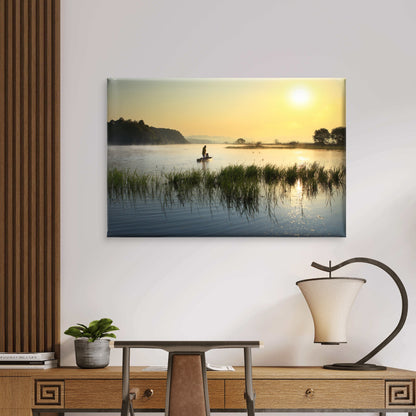 Upo Wetland Korea Boat Sunset Wall Art Decor 100% Australian Made