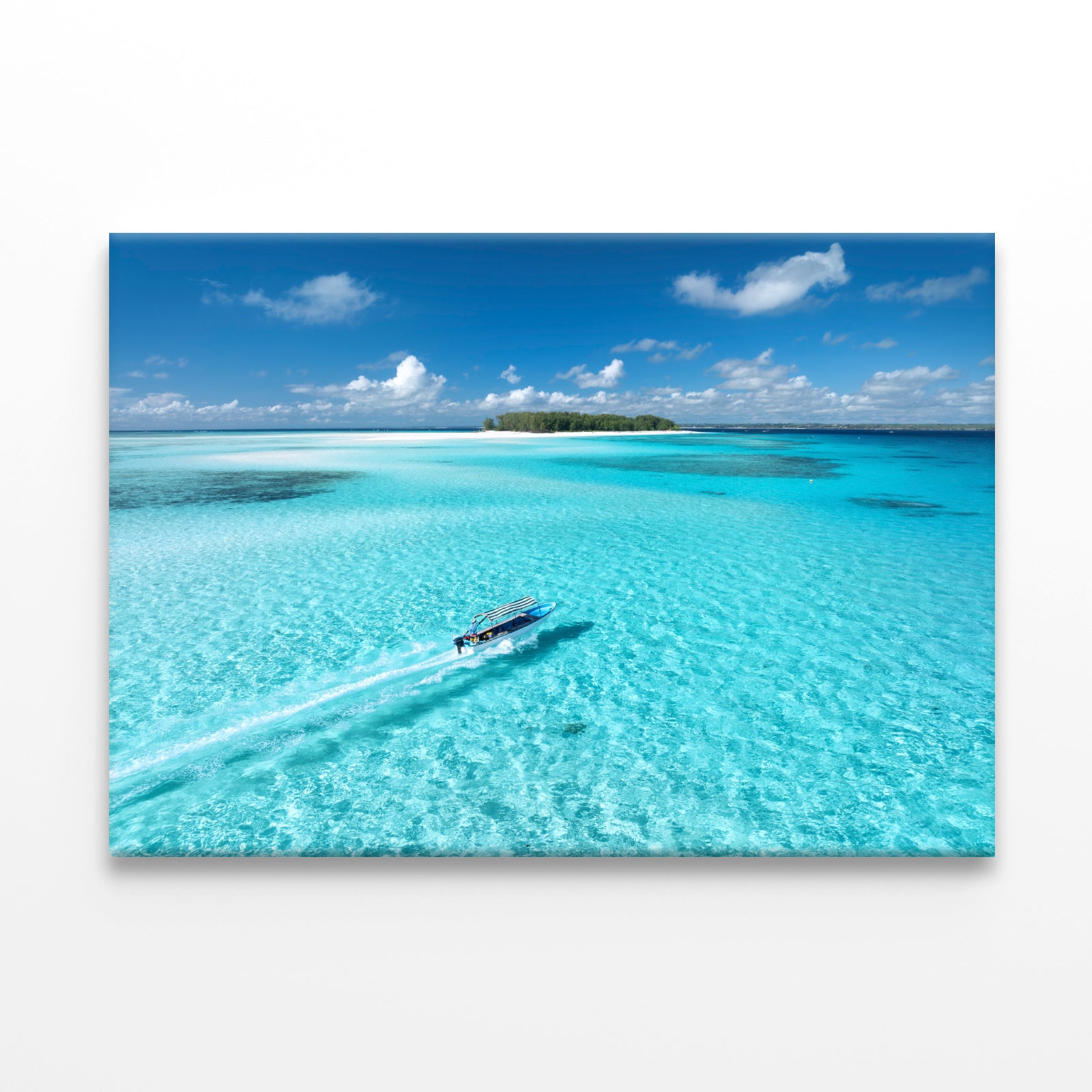 Boat in Azure Waters, Zanzibar Wall Art Decor 100% Australian Made - Bella Home Decor