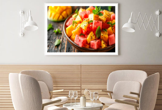 Fruit Salad Featuring Juicy Watermelon, Pineapple, And Mango with A Hint of Mint Home Decor Premium Quality Poster Print Choose Your Sizes