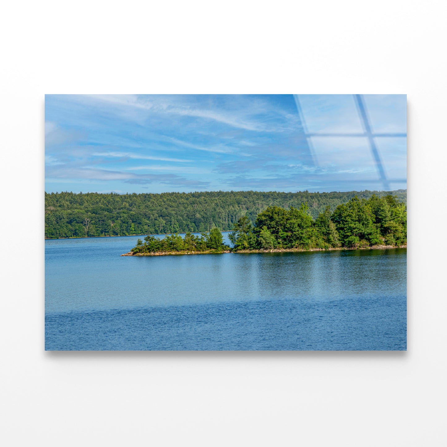 Small Piece of Land Jetting With Trees & Lake, Sky Acrylic Glass Print Tempered Glass Wall Art 100% Made in Australia Ready to Hang