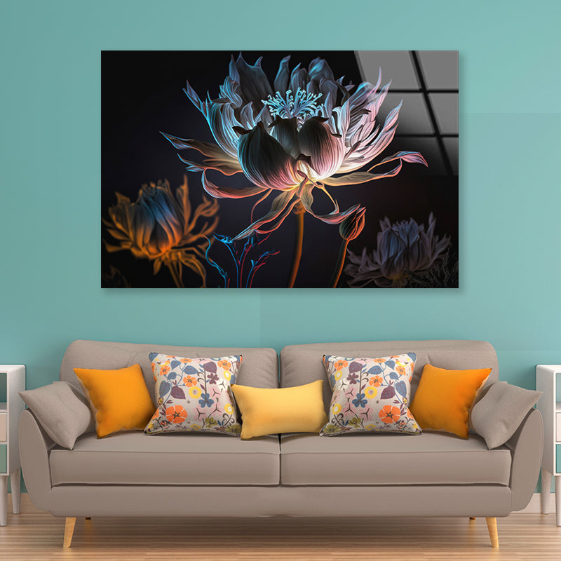 Close-Up of a Flower at Night Acrylic Glass Print Tempered Glass Wall Art 100% Made in Australia Ready to Hang - Bella Home Decor