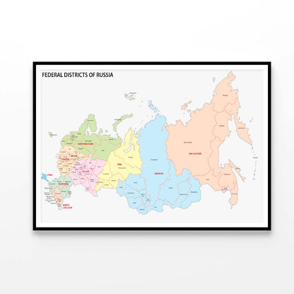 Russia Federal Districts Map Home Decor Premium Quality Poster Print Choose Your Sizes