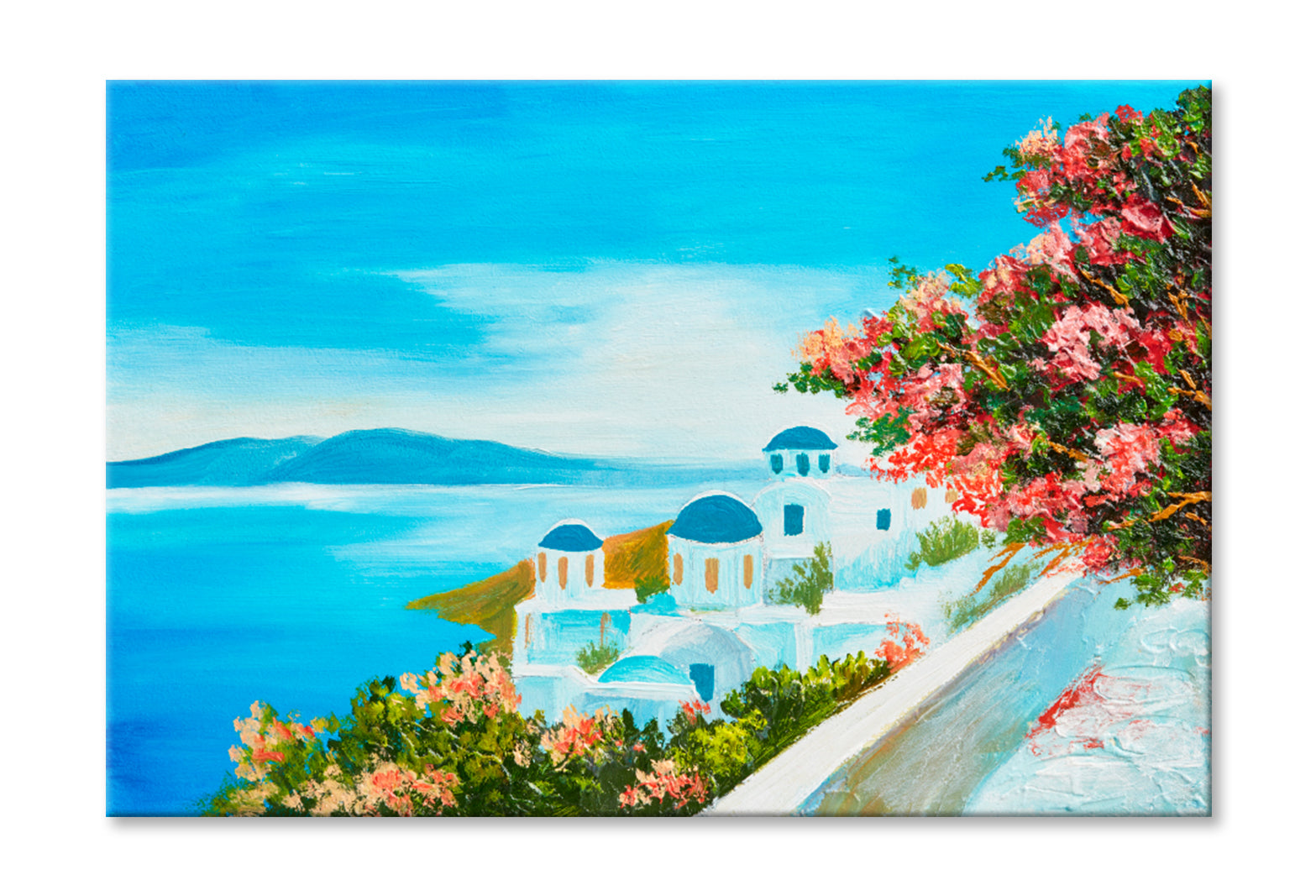 Colorful Flowers Near The Sea Oil Painting Limited Edition High Quality Print Stretched Canvas None