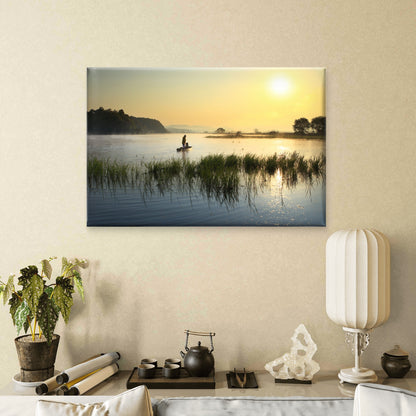 Upo Wetland Korea Boat Sunset Wall Art Decor 100% Australian Made