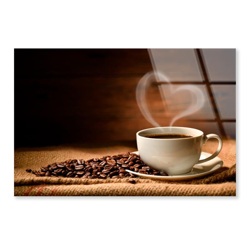 Cup Of Hot Coffee with Steam Acrylic Glass Print Tempered Glass Wall Art 100% Made in Australia Ready to Hang