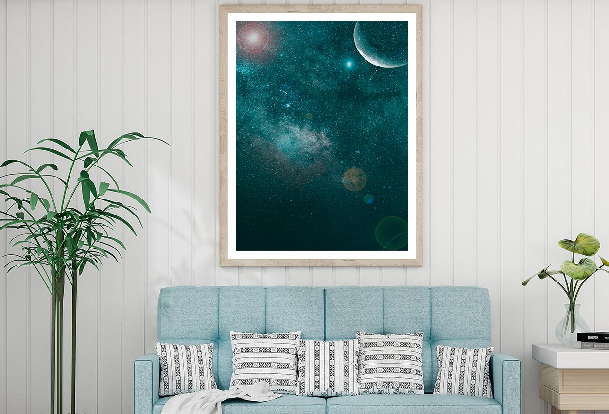 Milky Way Night Sky Clouds & Moon Home Decor Premium Quality Poster Print Choose Your Sizes